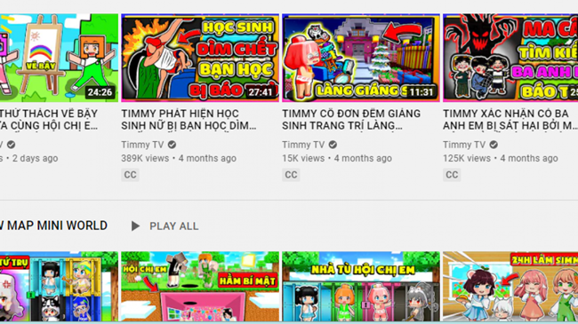 K&ecirc;nh Youtube được rất nhiều trẻ em xem