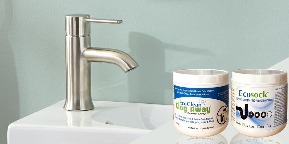 EcoSock và Ecoclean Clog Away-axit, thuốc thông cầu cống nghẹt cực mạnh